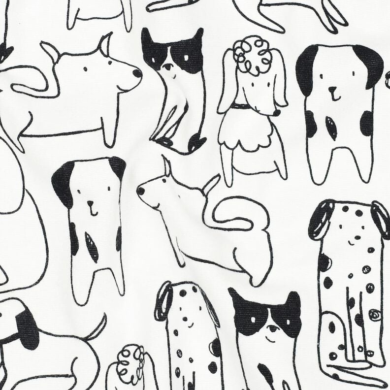Baumwollflanell Hunde | Poppy Fabrics – weiss/schwarz, image number 2