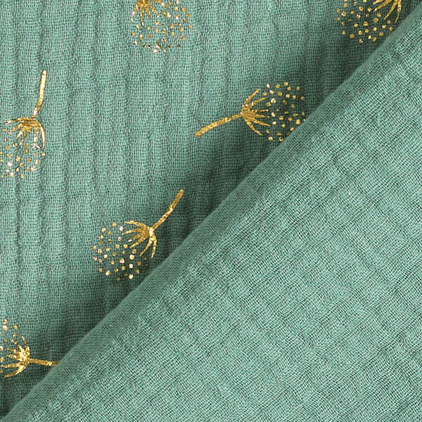 Musselin/ Doppel-Krinkel Gewebe Glitzer-Pusteblumen – schilf/gold, image number 4