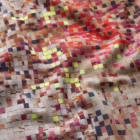 GOTS Baumwolljersey verstreutes Mosaik | TCC x LOOKS by Wolfgang Joop – rot/dunkelbeige, 