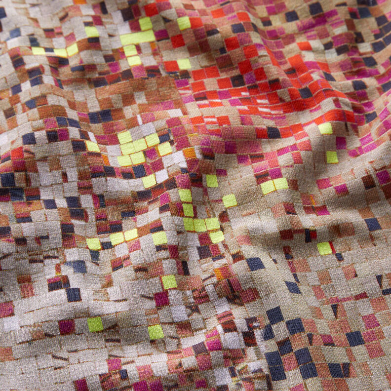GOTS Baumwolljersey verstreutes Mosaik | TCC x LOOKS by Wolfgang Joop – rot/dunkelbeige,  image number 3
