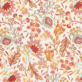 Viskose-Mix Retro-Blumen – elfenbein/hellbeere, 