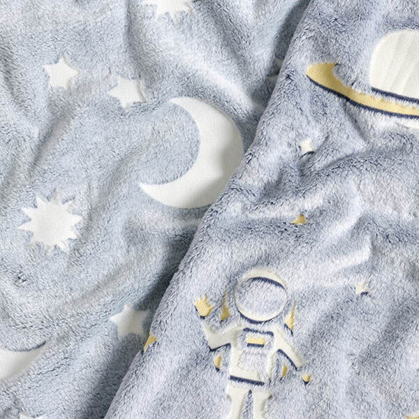 Kuschelfleece Glow in the Dark Weltall – nachtblau/creme, image number 6
