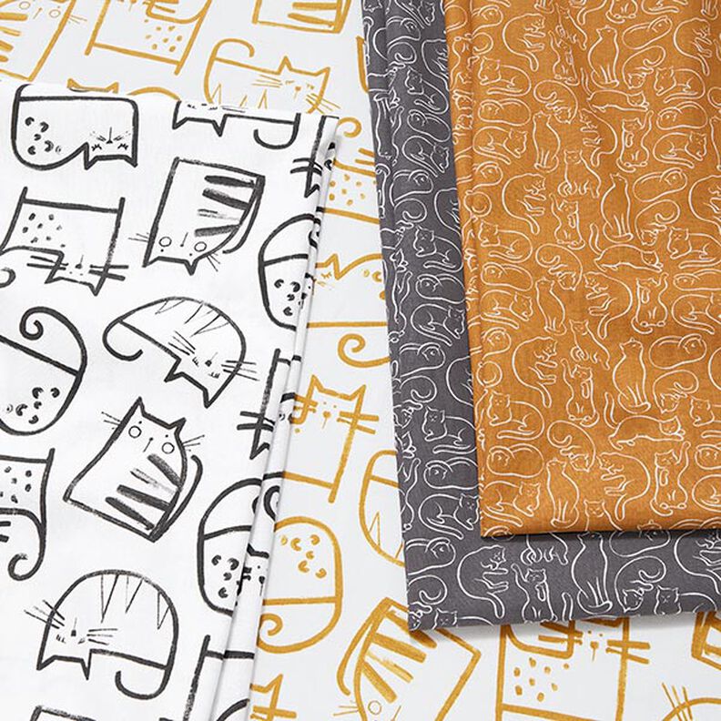 Baumwollstoff Cretonne verspielte Katzen – currygelb,  image number 5