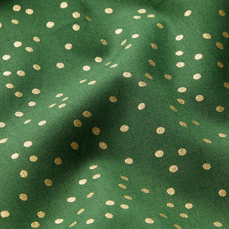 Baumwollstoff Popeline feine Punkte – grün/gold,  image number 2