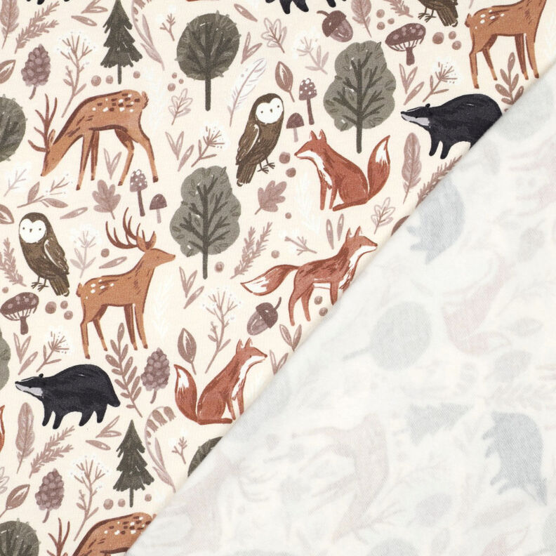 Sweatshirt angeraut Tiere im Wald Digitaldruck | Poppy Fabrics – wollweiss,  image number 4