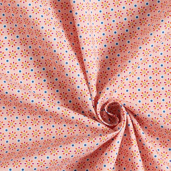 Baumwollpopeline kleine Ethno-Blumen – apricot | Reststück 100cm