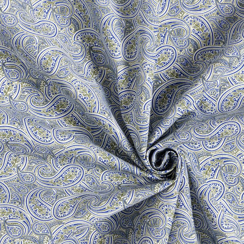 Hemdenstoff überlappendes Paisley – indigo/oliv | Reststück 60cm,  image number 3