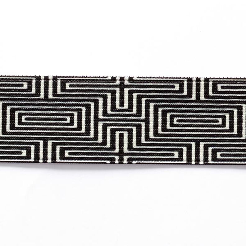 Gummiband Labyrinth [ 3,5 cm ] – schwarz/weiss,  image number 1