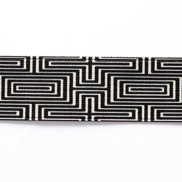 Gummiband Labyrinth  [ 3,5 cm ] – schwarz/weiss,  image number 1