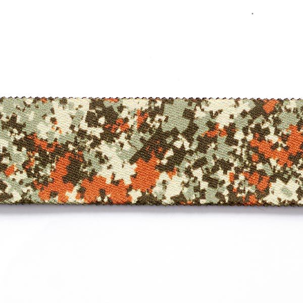 Gurtband Camouflage elastisch  [ 3,5 cm ] – dunkelgrün/terracotta,  image number 1