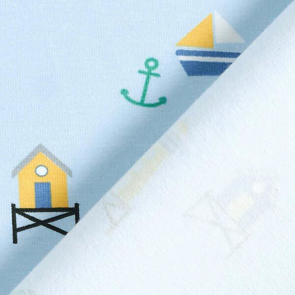 Baumwolljersey maritime Landschaft – hellblau, image number 4