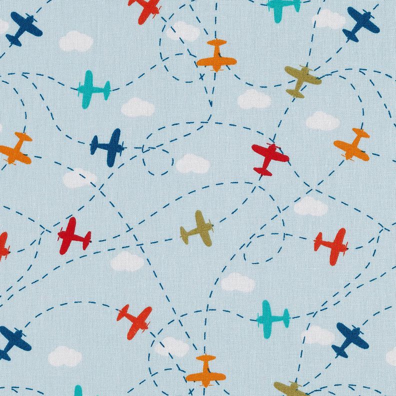 Baumwollpopeline Flugzeuge im Himmel – hellblau,  image number 1