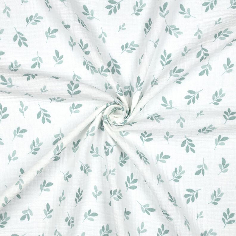 Musselin/ Doppel-Krinkel Gewebe Zweige | Poppy Fabrics – weiss/schilf,  image number 3