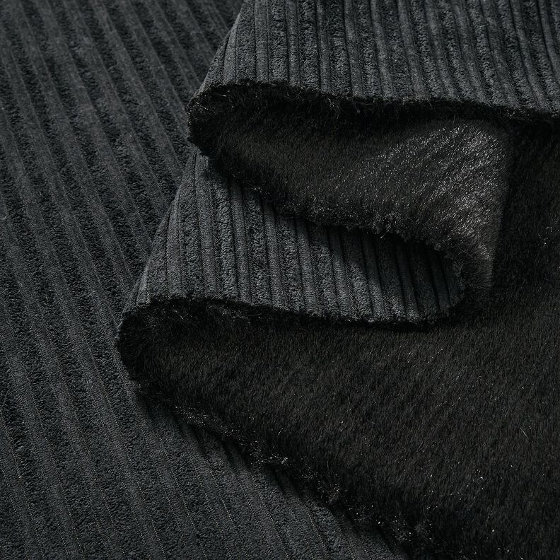Cord mit Kunstfell-Abseite – schwarz, image number 2