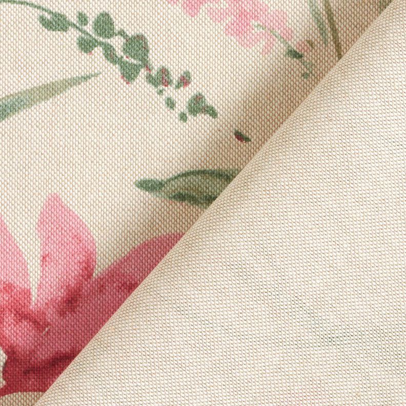 Dekostoff Halbpanama Freesien-Blüten – natur/hellbeere,  image number 4