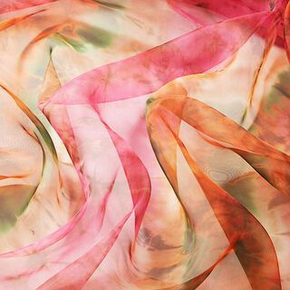 Organza Batiklook – pink/grasgrün, 