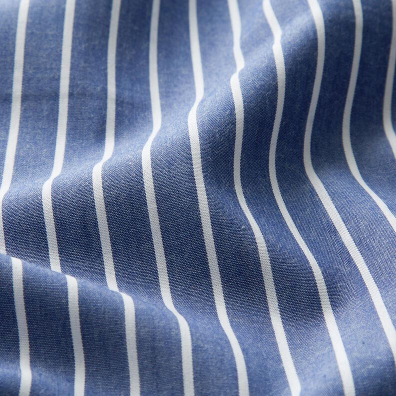 Baumwollstoff Streifen – jeansblau/weiss, image number 2