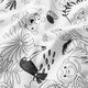 Baumwollpopeline Ausmalstoff Papageien – weiss/schwarz,  thumbnail number 2