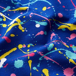 French Terry Sommersweat French Terry bunte Farbklekse – königsblau, 