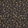 Baumwollstoff Cretonne elegante Tannenbäume – schwarz/gold,  thumbnail number 1