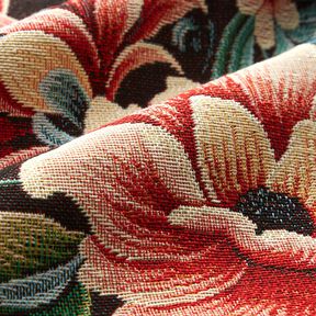 Dekostoff Gobelin traumhafte Blumen – schwarz/rot, 