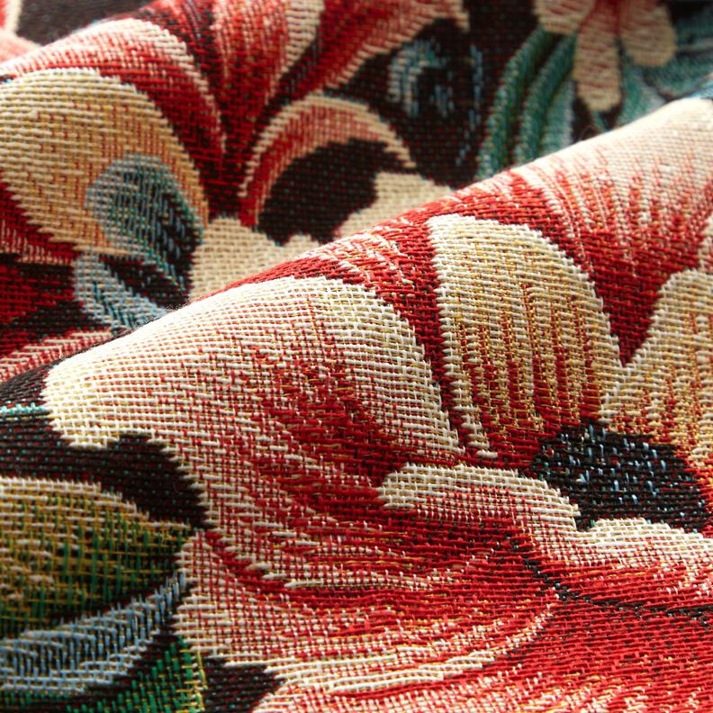 Dekostoff Gobelin traumhafte Blumen – schwarz/rot, image number 2