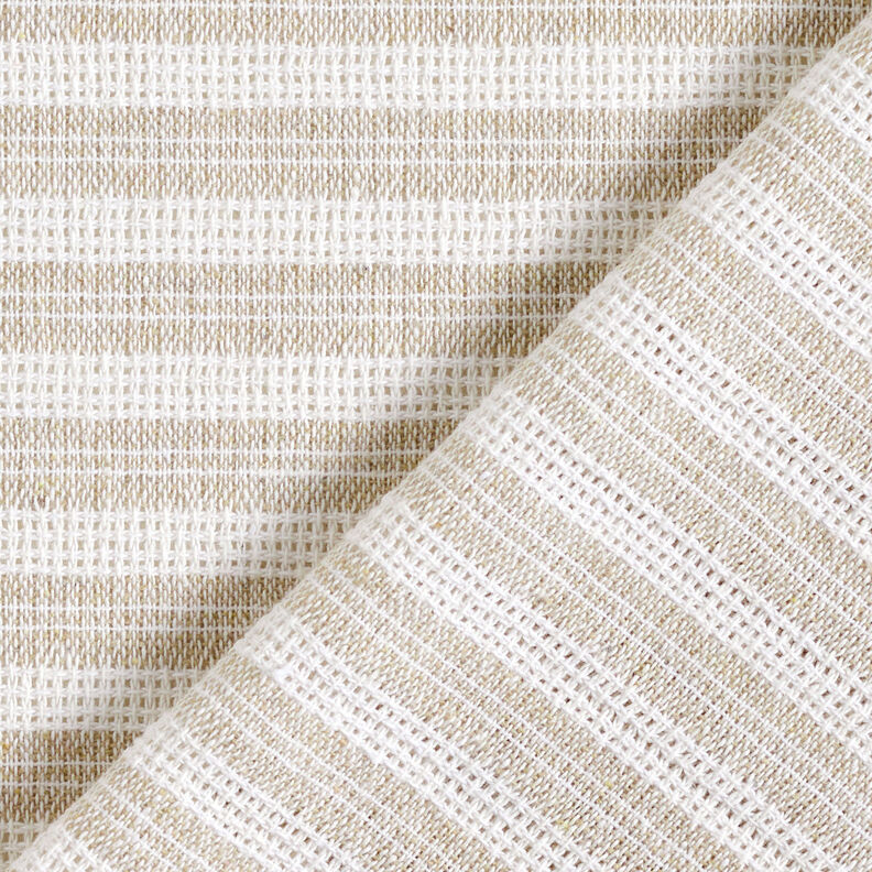 Baumwollstoff Gitterstruktur Querstreifen – beige/weiss,  image number 5