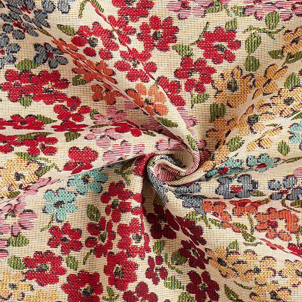 Dekostoff Gobelin Blumenpracht – hellbeige/rot,  image number 3