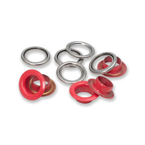 Ösen mit Scheiben [20 Stück | Ø 11 mm] | Prym – rot/silber metallic, 
