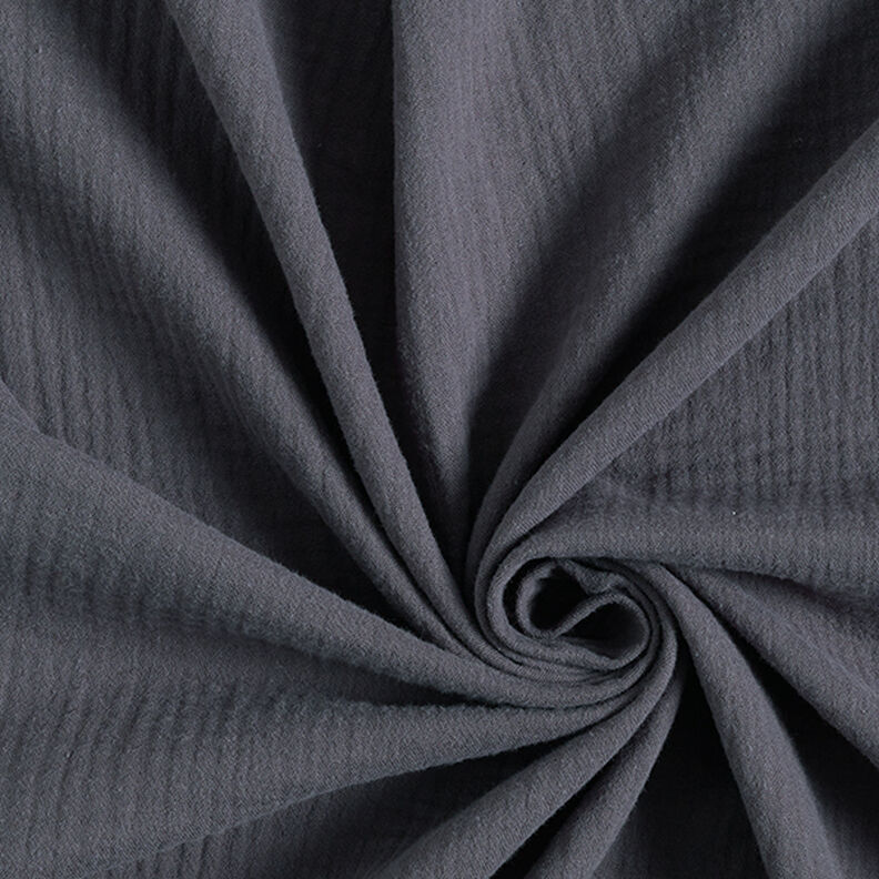 Musselin/ Doppel-Krinkel Gewebe – dunkelgrau,  image number 1