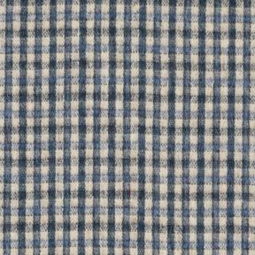 Mantelstoff Woll-Mix kleines Karo – beige/blau, 
