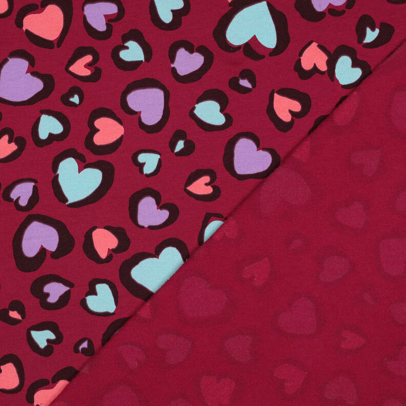 Sweatshirt angeraut bunte Herzen | Poppy Fabrics – himbeere,  image number 4