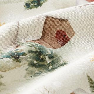 Baumwollstoff Jacquard Winterdorf – hellbeige/silber metallic, 