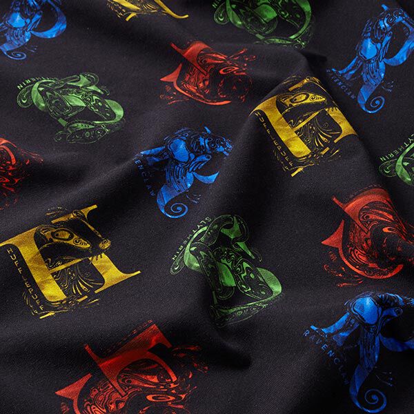 Baumwolljersey Harry Potter, Initialien und Wappentiere | Warner Bros. – schwarz, image number 2
