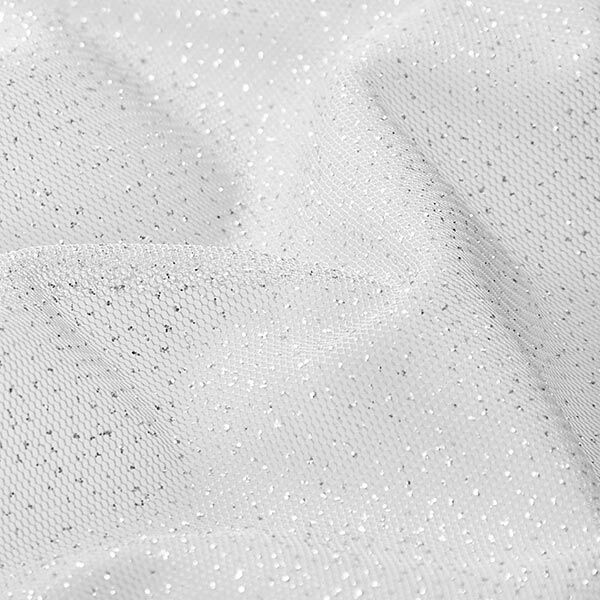 Glitzertüll Royal – hellgrau/silber | Reststück 100cm