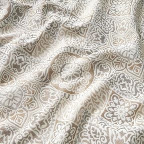 Dekostoff Jacquard elegante Kacheln &ndash; anemone/hellbeige, 