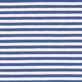 Baumwolljersey schmale Streifen – jeansblau/weiss, 