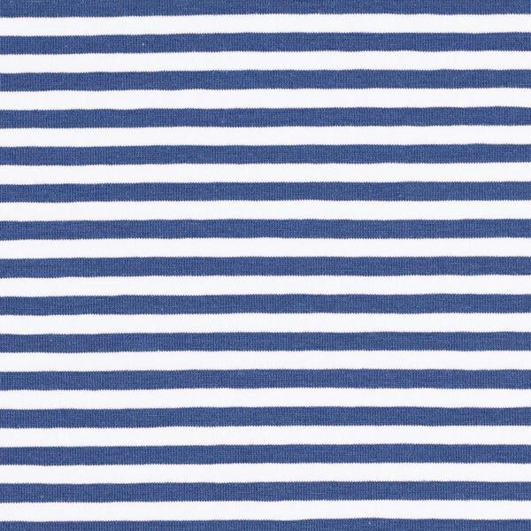 Baumwolljersey schmale Streifen – jeansblau/weiss | Reststück 50cm