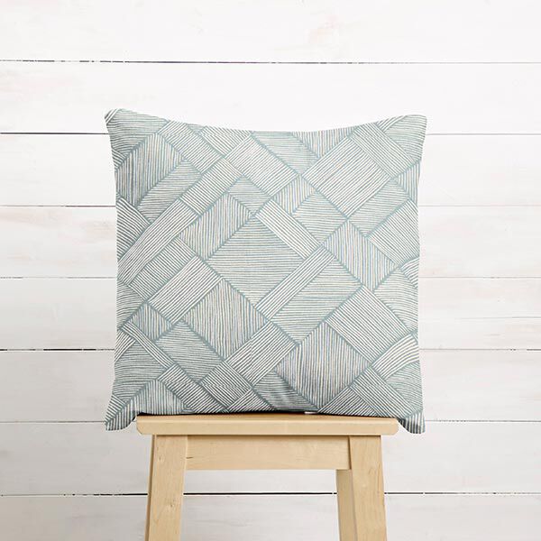 Dekostoff Halbpanama Linien-Patchwork – schilf/natur