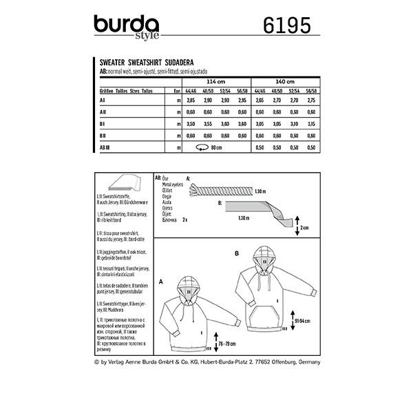 Sweatshirt | Burda 6195 | 44/46-56/58, image number 9