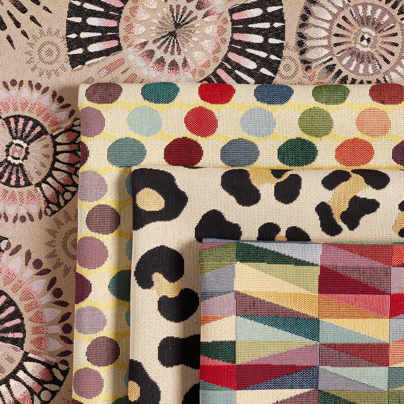 Dekostoff Jacquard elegantes Mandala – dunkeltaupe/burgunder, image number 5