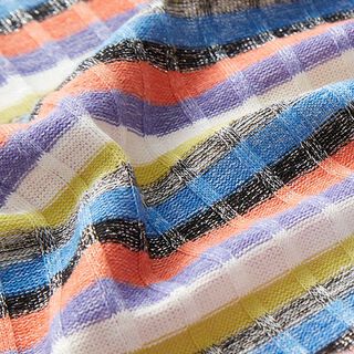 Rippenstrick Glitzerstreifen – weiss/blau, 