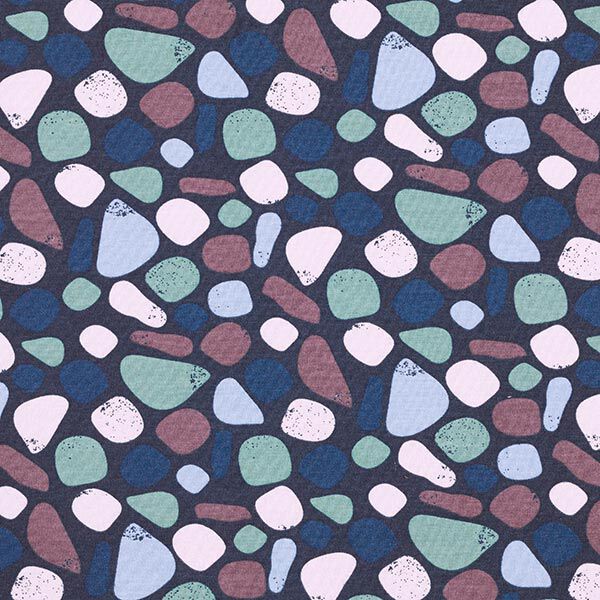 Baumwolljersey Kieselsteine – marineblau | Reststück 100cm