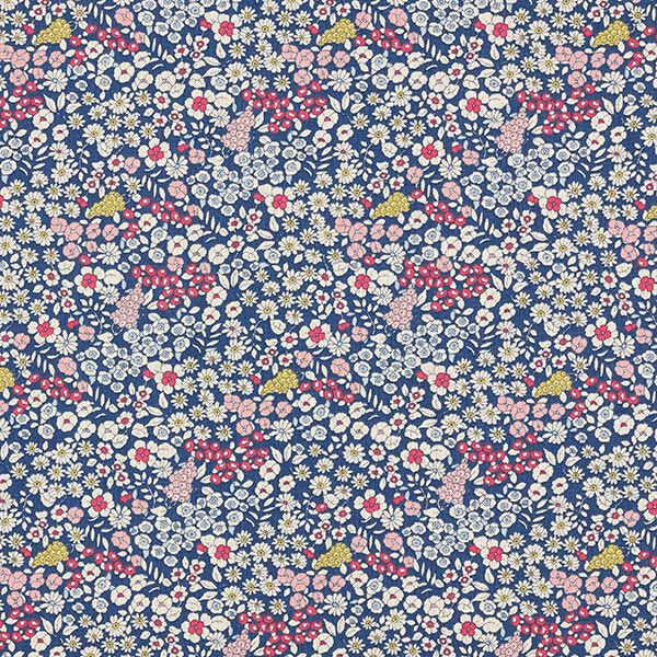 Dekostoff Halbpanama Blümchen – marineblau, image number 1