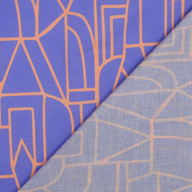 Baumwoll-Voile Town | Nerida Hansen – blaulila/pfirsichorange,  image number 4