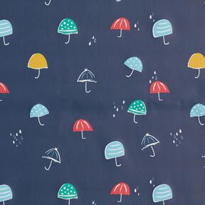 Regenjackenstoff bunte Regenschirme Digitaldruck – marineblau, 