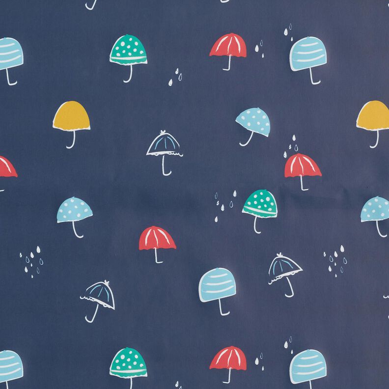 Regenjackenstoff bunte Regenschirme Digitaldruck – marineblau,  image number 1