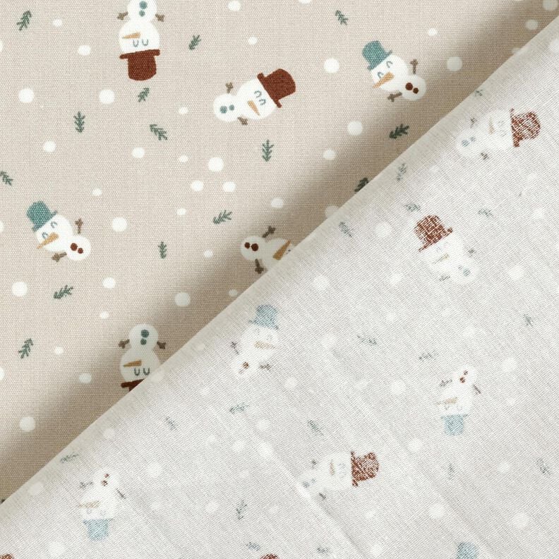 Baumwollstoff Popeline süße Schneemänner – helltaupe, image number 4