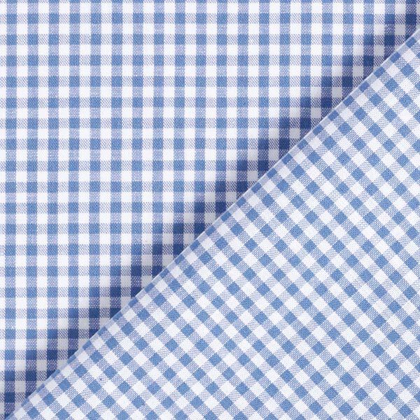 Baumwollpopeline Kleines Vichykaro, garngefärbt – jeansblau/weiss