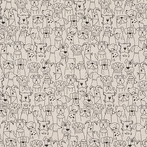Dekostoff Halbpanama Comic Hunde – schwarz/natur, 